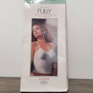 Vintage Exquisite Form Fully Longline Bra 36B White Pin Up NOS